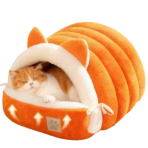 Cat Ear Enclosed Pet Bed – Soft Semi-Enclosed Winter Nest for Cats