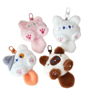Plush Cat Doll Pendant Keychain – Cute Backpack Bag Charm Couple Gift