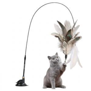 Suction Cup Cat Teaser Wand with Bell & Feather