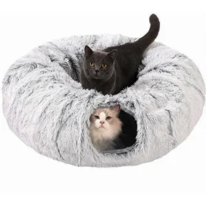 Foldable Plush Cat Tunnel Bed – 2-in-1 Cozy Hideaway and Warm Nest