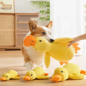 Yellow Duck Hug Dog Toy – Soft Squeaky Comfort Toy to Relieve Boredom
