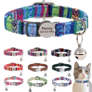 Personalized Engraved Cat Collar – Custom Name Kitten Necklace Safety Collar