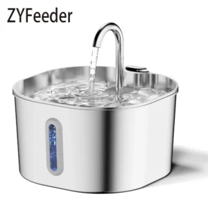 ZYFeeder 2.2L Stainless Steel Cat Water Fountain – Smart Sensor Auto