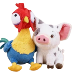 Kawaii Moana Pig and Rooster Plush Toy – Anime Stuffed Sleep Companion