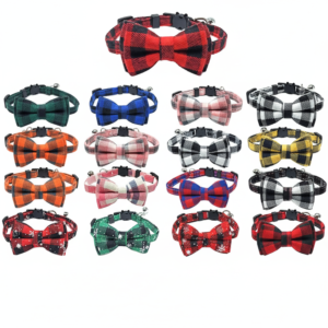 Plaid Bow Tie Bell Christmas Cat Collar